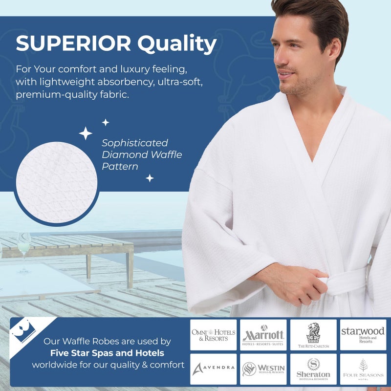 MONARCH Diamond Waffle Spa Kimono Robe for Men or Women â€“ Soft Lightweight Textured Fabric with Classic Kimono Design, Generously Sized Hotel & Spa Robe with Pockets â€“ Machine Washable - Image 3